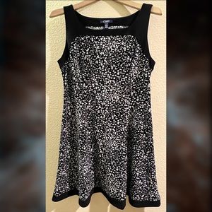 Chaps Black and White Floral Mini Dress